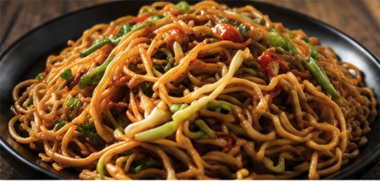 House lo mein noodles with vegetables