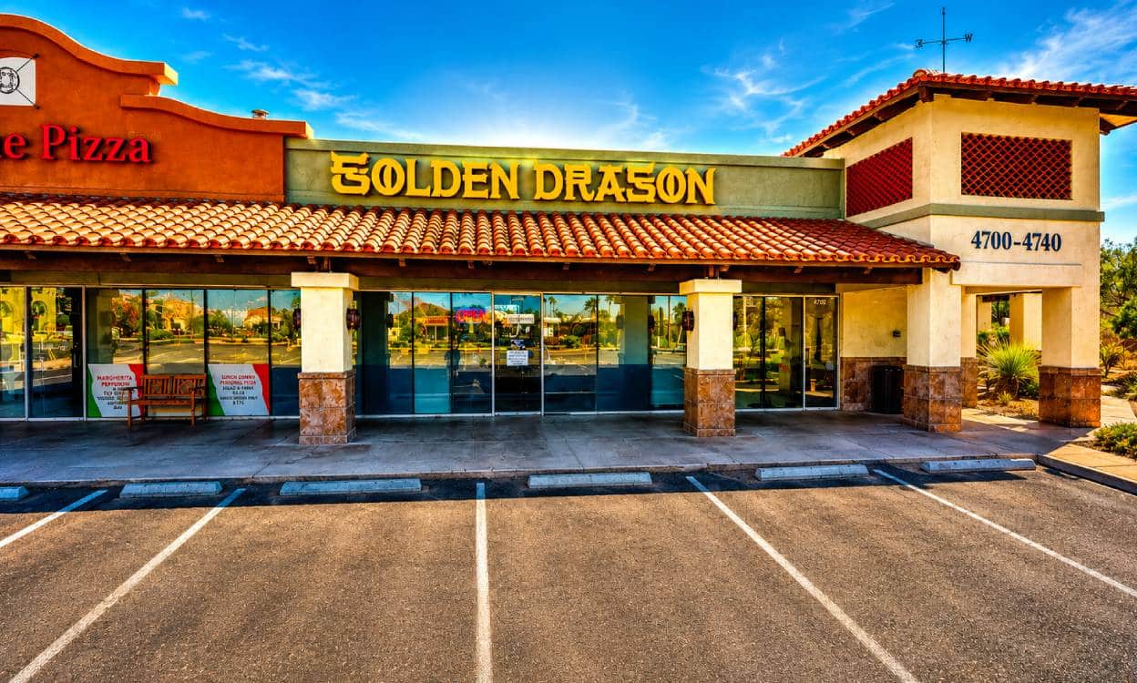 Golden Dragon restaurant exterior at Sunrise and Swan, Tucson